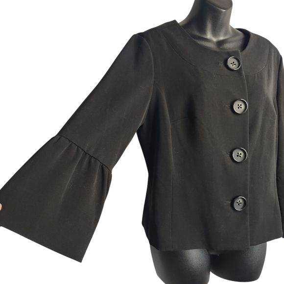 Apt. 9 Women's Black Flare Cuff Button Front Blazer Jacket Size 12 - Picture 3 of 8